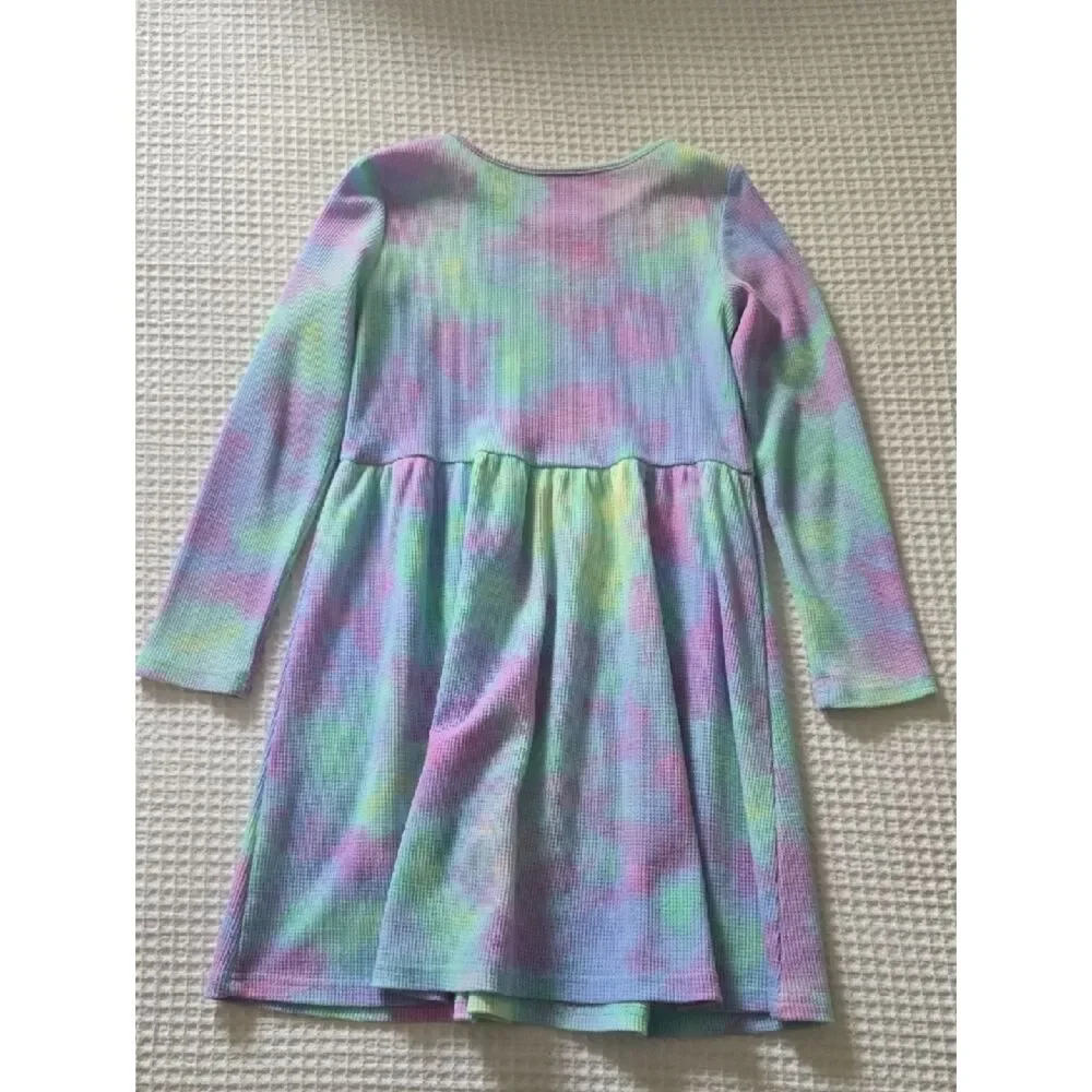 Kids Long Sleeve Tie-Dye Pastel Dress - Picture 4 of 4
